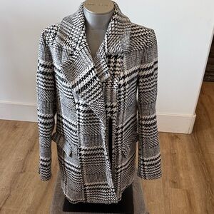Elegant Black and White Plaid Blazer